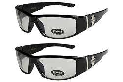 2er Pack Choppers 6608 X0 Sonnenbrillen Herren Damen Frauen Brille - 1x Modell 14 (schwarz glänzend/annährend transparent) und 1x Modell 14 (schwarz glänzend/annährend transparent) - Modell 14 + 14 - von X-CRUZE