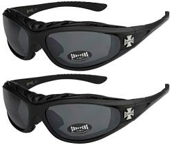 X-CRUZE 2er Pack Choppers 911 Sonnenbrillen Motorradbrille Sportbrille Radbrille - 1x Modell 01 (schwarz/schwarz getönt) und 1x Modell 01 (schwarz/schwarz getönt) - Modell 01 + 01 - von X-CRUZE