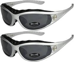 X-CRUZE 2er Pack Choppers 911 Sonnenbrillen Motorradbrille Sportbrille Radbrille - 1x Modell 04 (silber/schwarz getönt) und 1x Modell 04 (silber/schwarz getönt) - Modell 04 + 04 - von X-CRUZE