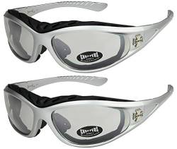 X-CRUZE 2er Pack Choppers 911 Sonnenbrillen Motorradbrille Sportbrille Radbrille - 1x Modell 05 (silber/annährend transparent) und 1x Modell 05 (silber/annährend transparent) - Modell 05 + 05 - von X-CRUZE