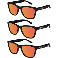 X-CRUZE 3er Pack Nerd Sonnenbrillen polarisierend Vintage Retro Style Stil Unisex Herren Damen Männer Frauen Brille - schwarz matt LW - Set 10 - von X-CRUZE