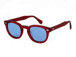 XLAB 8004 Sonnenbrille im Moscot-Stil, Unisex, 48mm, Bordeaux/Himmelblau von X-LAB