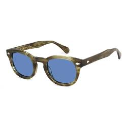 XLAB 8004 Sonnenbrille im Moscot-Stil, Unisex, 48mm, Grün gestreift/Himmelblau von X-LAB