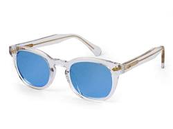 XLAB 8004 Sonnenbrille im Moscot-Stil, Unisex, 48mm, Transparent/Himmelblau von X-LAB