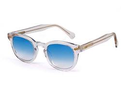 XLAB 8004 Sonnenbrille im Moscot-Stil, Unisex, 48mm, Transparent/blau schattiert von X-LAB