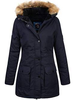 X-Land Damen Winterparka BRAC Winter-Jacke mit Fell-Kapuze Nachtblau XL von X-Land