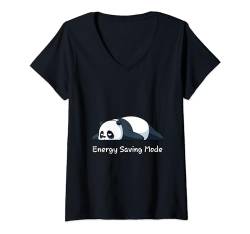 Damen Energiesparmodus mit niedlichem, erschöpftem Panda, lustige Form. T-Shirt mit V-Ausschnitt von XACH1995
