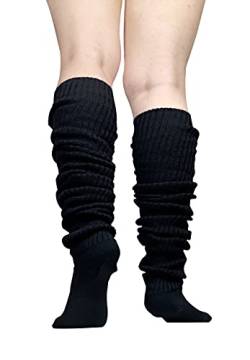 XACKWUERO Damen Socken Stricken Lockere Socken Schwarz Beinwärmer Niedlich Lolita Socken (59inch/150cm) von XACKWUERO