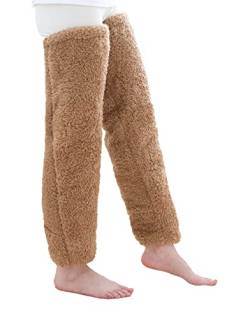 XACKWUERO Plüsch Pantoffel Strümpfe Pelz lange Beinwärmer für Frauen Männer über Knie hoch Fuzzy Socken Winter Home Schlafen Socken (Braun) von XACKWUERO