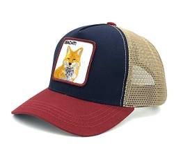 OBACHT! Trucker Cap - Patch gestickt - Baseballcap - Basecap mit Statement Stickerei - Snapback Cap - Schirmmütze Winter/Sommer - Truckercap - Bavarian - Bayern - Fuchs - Fox - rot - blau - beige von XAVER LUIS