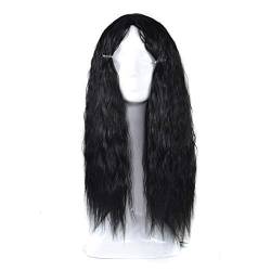 Schwarze Perücke, Kopfbedeckung, Langes Lockiges Haar, Perücken, Anime-Hauben, Farbige Maisbrühung von XAoSCd