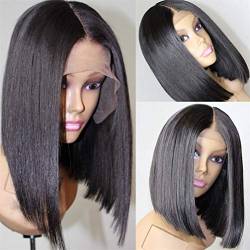 Synthetische Frontperücken Kurze Schwarze Glatte Haare Perücke Brasilianisches Haar 13X6 Frontperücke Mode Weibliches Baby Kurzes Haar Vorderhaar, 24 Zoll (20 Zoll) von XAoSCd