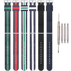 6 Stück Premium Nylon Armband Damen Farbe Slip-Thru Strap Uhrenarmband Ersatz Herren Armband (Rot 10 mm Silber Schnalle) von XBHSW