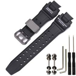 Resin Ersatzarmband Kompatibel mit Casio G-Shock GA1000 GW-A1000 GWA1100 GW 4000 Herren Wasserdichtes Armband Gravitymaster Schwarz Armband (Schwarze Schnalle) von XBHSW