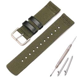XBHSW 24 mm Nylon-Uhrenarmband, kompatibel mit Pro Trek PRG-600YB Herrenarmband PRG-650 PRW-6600 GA2000, wasserdichtes Ersatzarmband (ArmyGreen Silverbuckle) von XBHSW
