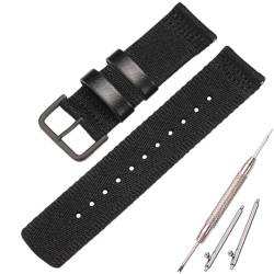 XBHSW 24 mm Nylon-Uhrenarmband, kompatibel mit Pro Trek PRG-600YB Herrenarmband PRG-650 PRW-6600 GA2000, wasserdichtes Ersatzarmband (schwarze, schwarze Schnalle) von XBHSW