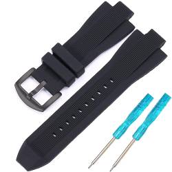 XBHSW Silikon-Uhrenzubehör, kompatibel mit Michael Kors MK8383 MK8356 MK8295 MK9020 Uhrenarmband Gummi Ersatzarmband 13 x 29 mm Armband (Schwarz Schwarze Schnalle) von XBHSW