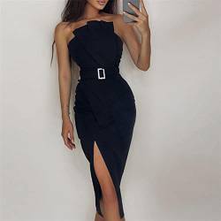 XCHJY Abendkleider Lady Strapless Pailletten Seitenschlitzkleid Partykleider atmungsaktiv und komfortabel #316 (Color : Black, Size : M) von XCHJY