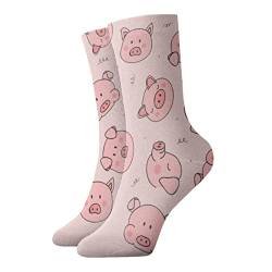 XCNGG Rosa süße Schweinchen-Socken, weich, zum Laufen, Wandern, Arbeitssocken, bequem, atmungsaktiv, Freizeitsocken für Männer und Frauen von XCNGG