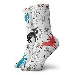 XCNGG Socken mit Ziegenblumenmuster, weich, zum Laufen, Wandern, Arbeiten, bequem, atmungsaktiv, Freizeitsocken für Männer und Frauen von XCNGG