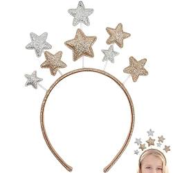 XCOZU Weihnachten Sterne Haarreifen, Haarreif Glitzer Sterne Silber Gold Stirnband für Damen Mädchen, Weihnachten Haarschmuck Haarband für Party Geburtstag Festival von XCOZU