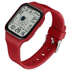 XCZAP Unisex Elektronische Uhren für Herren und Damen, 50 m, wasserdicht, Sport-Digital-Armbanduhr, Silikonband, Chronograph, Armbanduhr, rechteckige Armbanduhr, Rot-1-F von XCZAP
