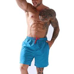 XDSP Badehose Herren Schnelltrocknend Boardshorts Herren Schnelltrocknend Strandshorts mit Mesh-Futter und Verstellbarem Tunnelzug (Blau 2, XL) von XDSP