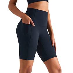 XDSP Damen Kurze Leggings Damen Yoga Shorts Kurze Leggings mit Handytasche Fitness Shorts (M, Schwarz) von XDSP