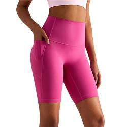 XDSP Damen Shorts Kurze Leggings Sporthose Damen Kurze Sportshorts Damen Nahtlos Yoga Fitness High Waist Yoga Shorts Kurze mit Handytasche von XDSP