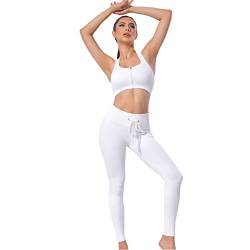 XDSP Damen Sportanzüge Sport Sets Sport Jogginganzug Sport Sets Yoga-Klage Leggings und Stretch Fitness-Set Reißverschluss Trainingsanzug Fitnessstudio, Laufen, Yoga(Weiß 2 L) von XDSP