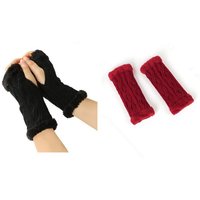 XDeer Strickhandschuhe 2 Paar Fingerlose Handschuhe Armstulpen Damen,Winter Winterhandschuhe Wärmer Strick Handschuhe,Gestrickte Fingerlose Fäustlinge von XDeer