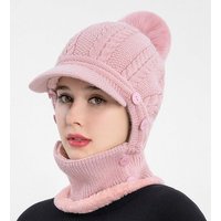 XDeer Strickmütze Damen Wintermütze mit Schirm Fleece Gefüttert Strickmützen 3 In 1 Verstellbarer Gesichtsschutz für Damen von XDeer