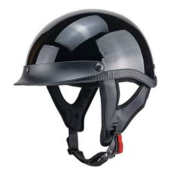 Motorrad Retro Halbhelme Halbschale Jet-Helm mit Abnehmbarem Rand DOT/ECE-Zertifizierung Scooter Mofa-Helm Brain-Cap für Männer und Frauen A,L von XELLOM