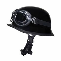 Oldtimer Mode Motorrad Halbhelme Jet-Helm mit Schutzbrille Moped Scooter Helme DOT/ECE Zertifizierter Offenem Helm für Männer Und Frauen 1,L=59-60cm von XELLOM