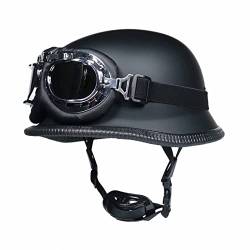Oldtimer Mode Motorrad Halbhelme Jet-Helm mit Schutzbrille Moped Scooter Helme DOT/ECE Zertifizierter Offenem Helm für Männer Und Frauen 2,L=59-60cm von XELLOM