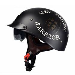 Retro Motorrad Halbhelme Jethelme Roller Scooter Mofa Helm mit Eingebaute Sonnenbrille für Herren Damen DOT/ECE-Zulassung Alle Jahreszeiten A,L von XELLOM
