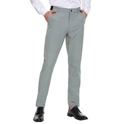 XELORNA Herren Anzughose mit Erweiterbarem Bund Slim Fit Stretch Lang Golfhose Outdoorhose Herren Chino Hose mit Taschen(Hellgrau,M) von XELORNA