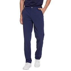 XELORNA Herren Anzughose mit Erweiterbarem Bund Slim Fit Stretch Lang Golfhose Outdoorhose Herren Chino Hose mit Taschen(Marine,XXL) von XELORNA