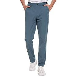 XELORNA Herren Anzughose mit Erweiterbarem Bund Slim Fit Stretch Lang Golfhose Outdoorhose Herren Chino Hose mit Taschen(Steinblau,M) von XELORNA