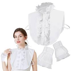 XEPST 2 PCS Frauen Kragen Spitze Krageneinsatz Damen, Spitzenkragen Abnehmbare Hälfte Shirt Bluse, Spitze Blusenkragen Einsatz für Damen, Halb Gefälscht Abnehmbare Kragen Blusenkleider von XEPST