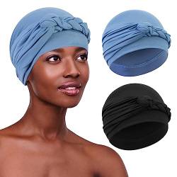 XEPST 2 Stück Frauen Chemo Hüte Turban Damen Chemo-Turbane Kopfbedeckung Beanie Mütze Kappe für Frauen Krebs Patienten Haarausfall von XEPST
