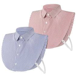 XEPST 2 Stück Frauen Kragen Abnehmbar, Krageneinsatz Damen Hälfte Shirt Bluse Kragen Damen Blusenkragen Abnehmbare Fake Collar Detachable für Frauen Mädchen Dekorative Gefälligkeiten, Streifen von XEPST