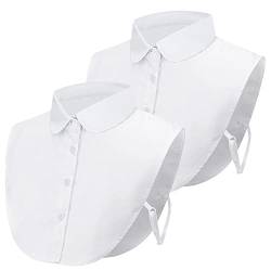 XEPST 2 Stück Frauen Kragen Abnehmbar Krageneinsatz Damen, Hälfte Shirt Bluse Dickey Kragen Fake Collar Detachable Collar Blusenkragen Einsatz Hemdkragen Einsatz für Damen (Weiß) von XEPST