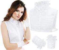 XEPST 2 Stücke Frauen Kragen Krageneinsatz Damen, Spitze Abnehmbare Hälfte Shirt Bluse, Blusenkragen Einsatz für Damen, Damen Halb Gefälscht Abnehmbare Kragen Weiß von XEPST