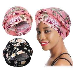 XEPST Frauen Chemo Hüte Turban Damen Chemo-Turbane Kopfbedeckung Beanie Mütze Kappe für Frauen Krebs Patienten Haarausfall - 2 Stück von XEPST