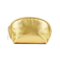 Goldfarbene Make-up-Tasche für Damen, vielseitiger Make-up-Koffer, wasserdicht, Kosmetik-Organizer, Handheld, große Kapazität, Reißverschlusstasche, elegantes Aussehen, Aufbewahrungstasche, Halbrunder von XEYYHAS