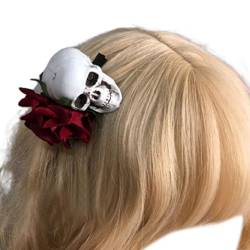XEYYHAS Halloween-Themen-Haarband, Tag der Toten, Totenkopf, Blumenschleier, Haarband, Cosplay-Kostüm, Kopfbedeckung, Damen, Festival, Haardekoration, dunkle Blume, Stirnband, Gothic-Stirnband, von XEYYHAS
