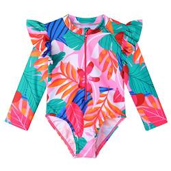 XFGIRLS Einteiliger UV-beständiger langärmeliger Badeanzug mit niedlichem Print für Mädchen von 1 Monat bis 4 Jahren von XFGIRLS