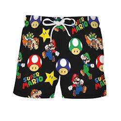 XFVSDXS Herren 3D gedruckte Strandshorts schnell trocknend leichte Badehose mit Taschen, Super Mario, X-Large von XFVSDXS