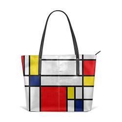 XGBags Custom Soft Leather Mondrian Composition Leather Zipper Tote Ladies Shoulder Bag Shoulder Bag For Travel Shopping Tote Umhängetaschen von XGBags